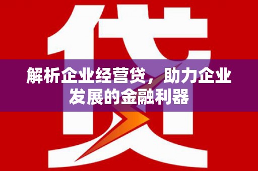 安多解析企业经营贷，助力企业发展的金融利器