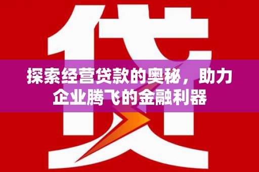 噶尔探索经营贷款的奥秘，助力企业腾飞的金融利器
