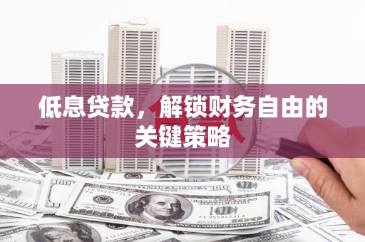 大湖低息贷款，解锁财务自由的关键策略