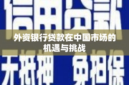 湘西外资银行贷款在中国市场的机遇与挑战