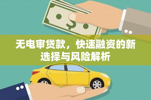 佛冈无电审贷款，快速融资的新选择与风险解析