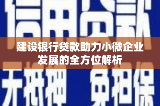 三都建设银行贷款助力小微企业发展的全方位解析
